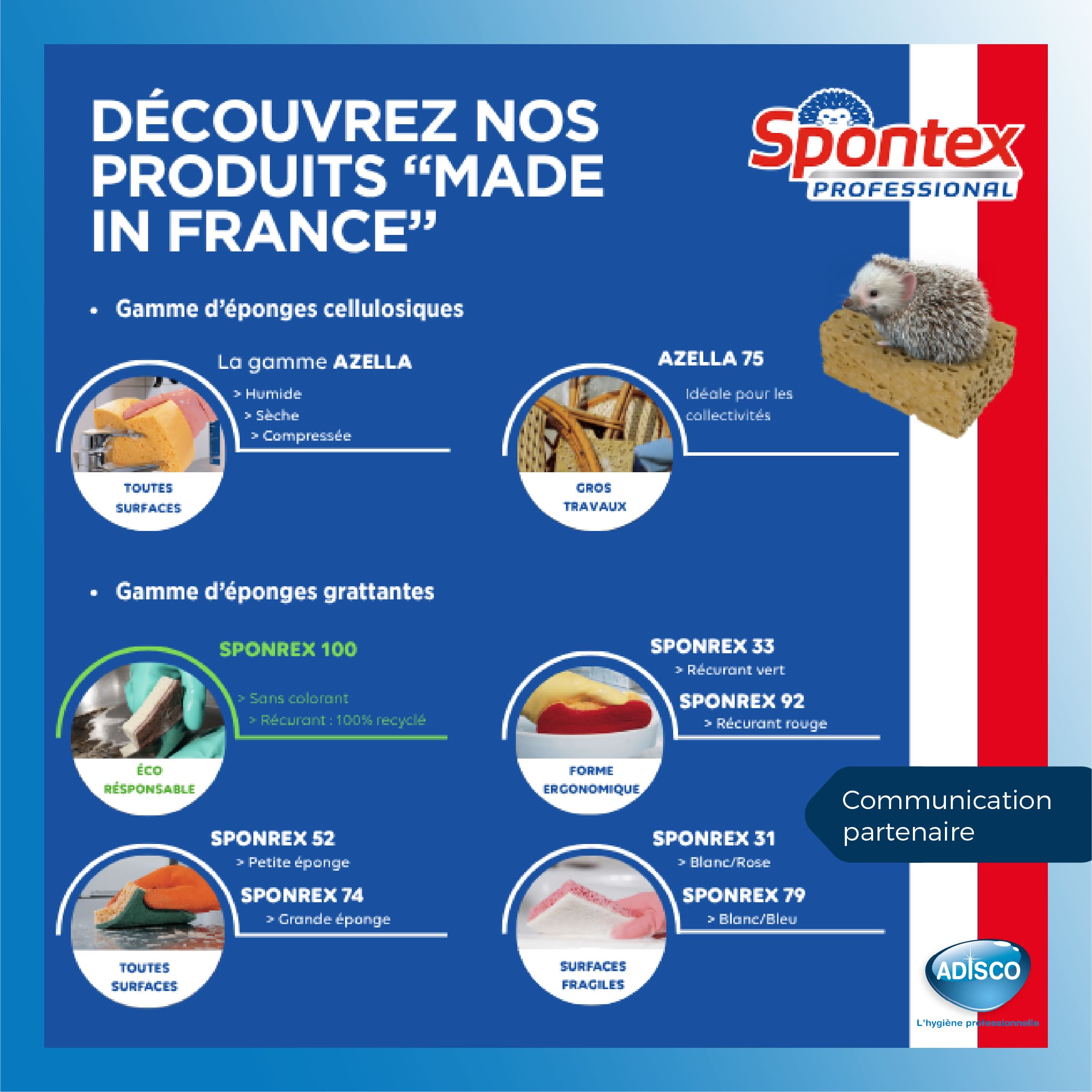 une gamme d’éponges fabriquées en France