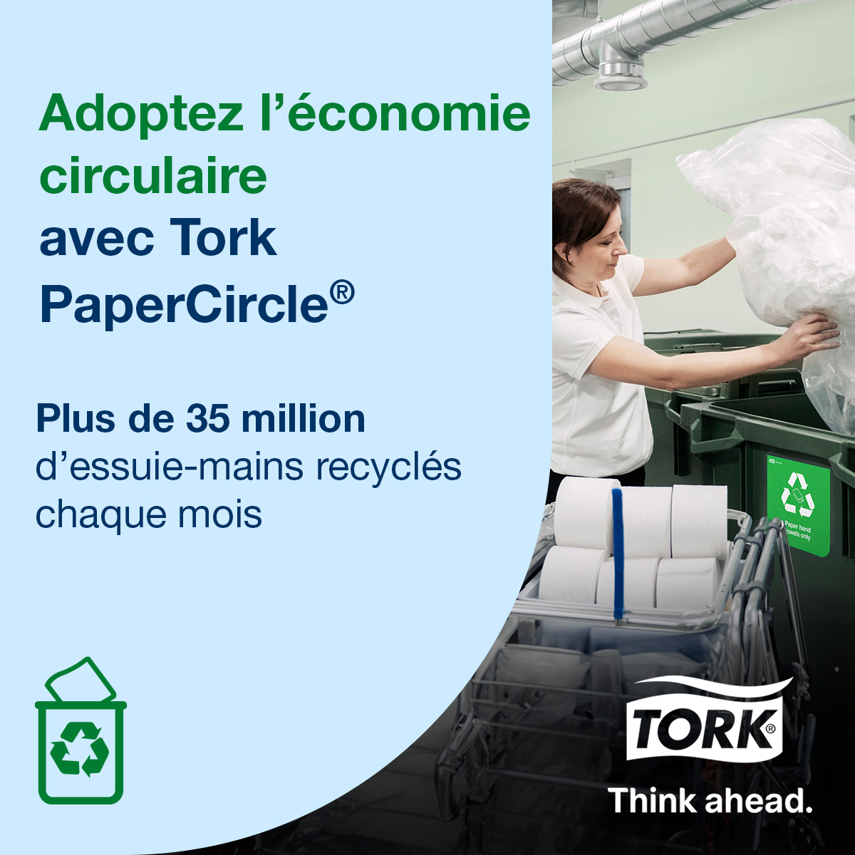 ♻️ Avec Tork PaperCircle, nous aidons nos clients à réduire leurs déchets… facilement !